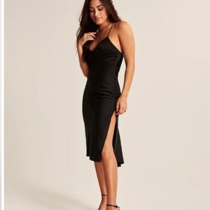 Abercrombie and Fitch black midi open-back dress